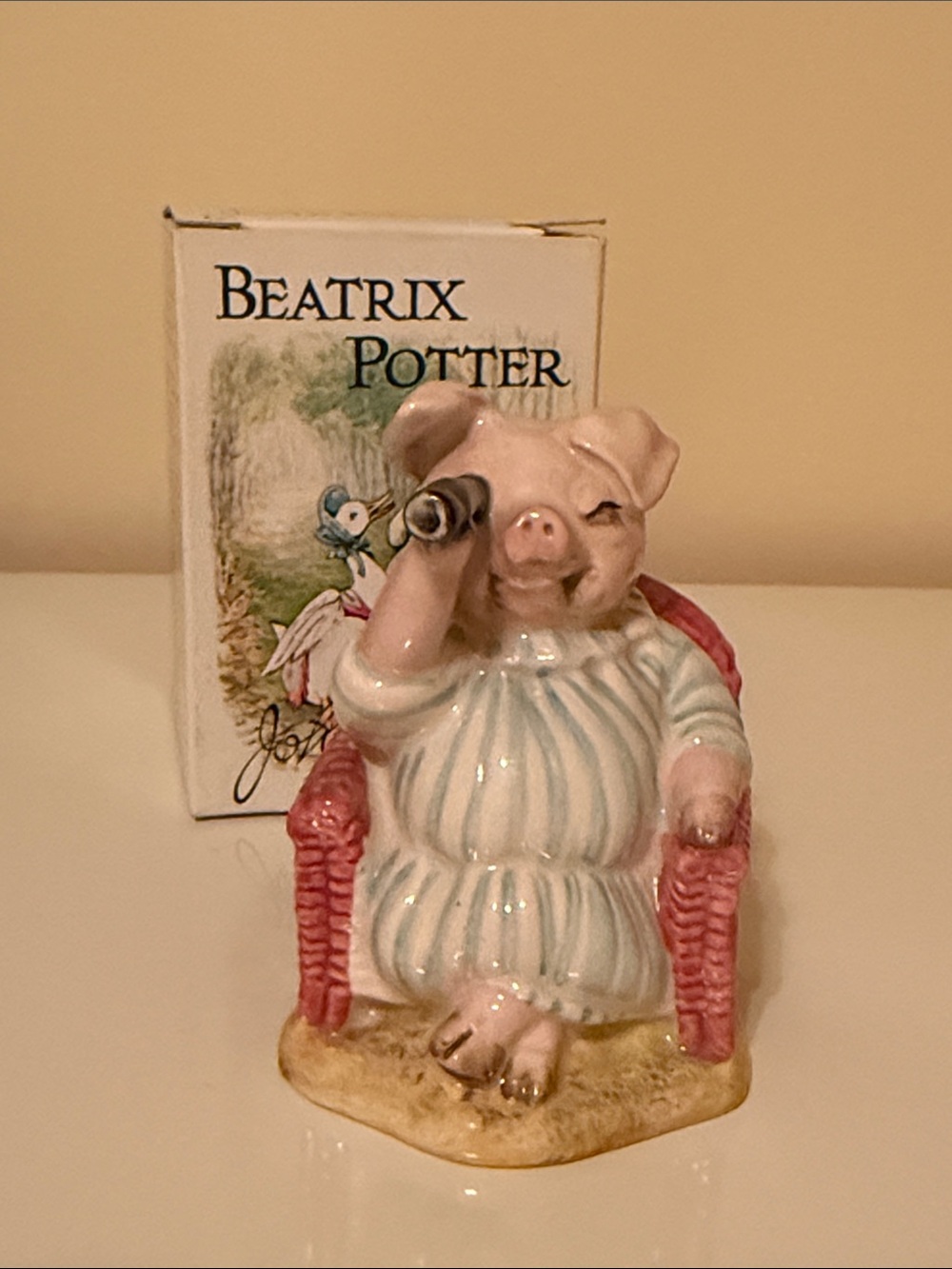 Beatrix Potter Pig -Little Pig Robinson Spying in Pastel Pink & Blue
